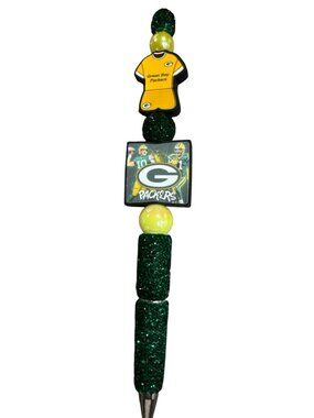 Green Bay Packers Beaded Glitter Pen With Team Logo & Player Graphics